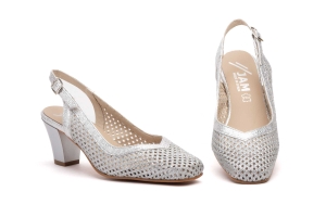 Zapatos Mujer Plata Tacón Medio  -  Ref. 5611 Plata