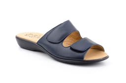 Women's Navy Leather Wedge Sandal Alto Estilo ref. 3474
