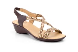 Women's Braided Leather Sandals Metallic Bronze Elastic Wedge Alto Estilo ref. 323