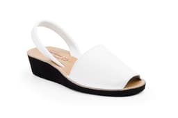 White Leather Wedge Espadrilles for Women Menorquinas ref. 552