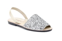 Ibicencan Menorquinas Women Glitter Silver Platinum Leather Menorquinas ref. 6700