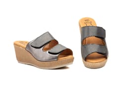 Women's Leather Sandals Gray GEL Alto Estilo ref. 3056