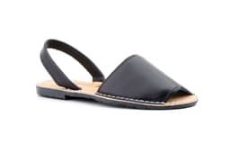 Menorquinas Ibicencas Mujer Piel Negro Planta Acolchada Menorquinas ref. 6700