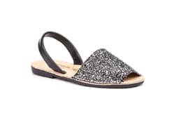 Ibicencan Menorquinas Women Glitter Silver Black Cushioned Sole Menorquinas ref. 6700