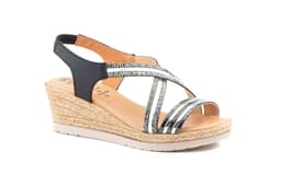 Sandalias Mujer Negro Cuña Yute Gel Alto Estilo ref. AE-327