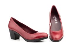 Zapatos Salón Mujer Piel Napa Burdeos Tacón Ancho Morxiva ref. MX-923