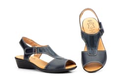Sandalias Mujer Piel Marino Velcro Alto Estilo ref. 305