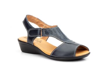 Sandalias Mujer Piel Marino Velcro Alto Estilo ref. 305