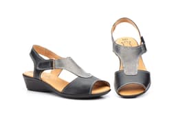 Sandalias Mujer Piel Negro  Alto Estilo ref. 305