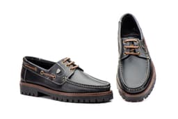 Men's Black Leather Boat Shoes Ibérico ref. 8802