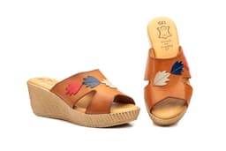 Zuecos Mujer Piel Cuero Planta Gel Cuña Alto Estilo ref. AE-204