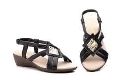 Sandalias Mujer Tubular Piel Negro Plata Planta Gel Limón ref. 7797