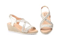Sandalias Mujer Trenzado Platino Oro Cuña JAM ref. 3326
