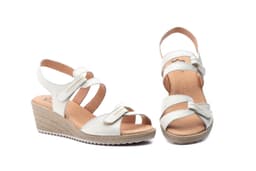 Sandalias Mujer Piel Beige Velcro Cuña Yute JAM ref. AE-3454