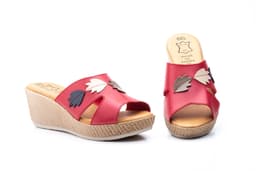 Women's Red Leather Wedge Clogs Alto Estilo ref. AE-204