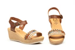 Women's Leather Espadrille Wedge Sandals with Gel Alto Estilo ref. AE-183