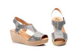 Sandalias Mujer Piel Negro Blanco Alto Estilo ref. AE-306