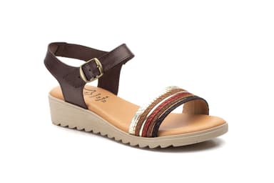 Women's Brown Leather Sandals Alto Estilo ref. AE-209