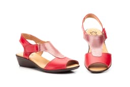 Sandalias Mujer Piel Rojo Alto Estilo ref. 305