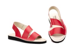 Sandalias Mujer Piel Rojo Elasticos Menorquinas ref. 7700