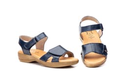Women's Navy Leather Sandals with Gel Insole Alto Estilo ref. AT-643