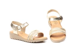 Sandalias Mujer Piel Platino Hebilla Alto Estilo ref. AT-216