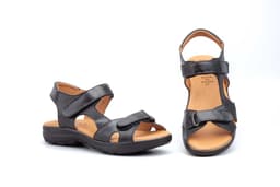 Sandalias Mujer Piel Negro Velcro Alto Estilo ref. AE-645