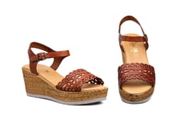 Women's Wedge Sandals Laser Cut Leather Jute JAM ref. 7055