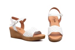 Women's White Leather Wedge Sandals JAM ref. 665