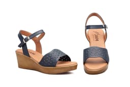 Sandalias Mujer Piel Marino Cuña JAM ref. 665
