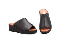 Zuecos Sandalias Mujer PIel Negro Cuña JAM ref. 131