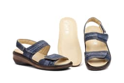 Women's Sandals Navy Leather Platform Removable Non-Slip CHIKA ref. 5050 Relax