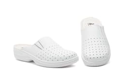 BioUp White Perforated Leather Clogs for Women BioUp ref. TS-530