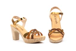 Sandlias Mujer Piel Platino Multi Gel Tacón Xbonita ref. XB-31001