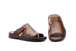 Men's Brown Leather Sandals Velcro Route 83 ref. R83-5705