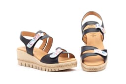 Women's Leather Wedge Sandals Navy Jute Alto Estilo ref. AE-459