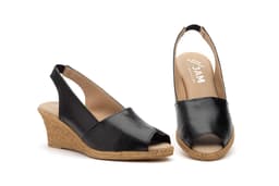 Women's Black Leather Sandals Cutillas ref. 2555