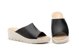 Women's Black Leather Sandals Cutillas ref. 4568