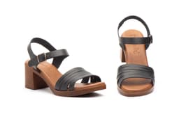 Black Leather Heeled Sandals Women Encantto Encantto ref. ENC-68211