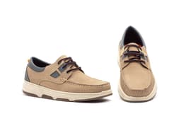 Men's Boat Shoes Sand Nubuck Leather Lace-Up Route 83 ref. R83-7210