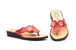 Red Leather Women's Slide Sandal Alto Estilo ref. 301
