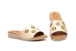 Women's Platinum Leather Sandals Alto Estilo ref. 307
