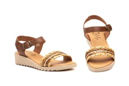 Women's Low Wedge Sandals Leather Buckle Alto Estilo ref. AE-210