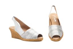 Women's Leather Sandals Grey Cutillas ref. 2555