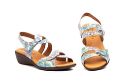 Women's Sandals Leather Print Multi White Alto Estilo ref. 454