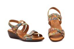 Women's Sandals Multi Print Leather Alto Estilo ref. 454