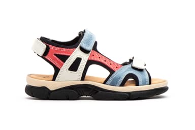 Sandalias Mujer Piel Keloil Azul Blanco Velcro Morxiva ref. 7040