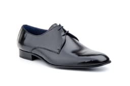 Zapatos Hombre Charol Negro Pana Cordones Suela de Cuero  Carlo Garelli ref. 5009