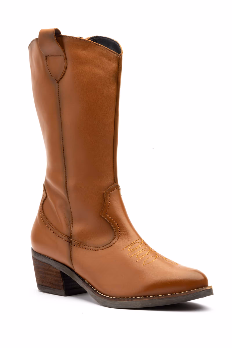Botas Camperas Mujer Piel Napa Cuero Tacón Cubano Par y Medio ref. PYM-940