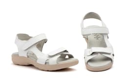 Sandalias Mujer Piel Blanco Velcro Alto Estilo ref. AE-645